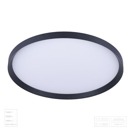 Prezent 17311 - LED-kattovalaisin ADRA LED/42W/230V + LED/13W 3000/4000/6000K halkaisija 48,5 cm musta