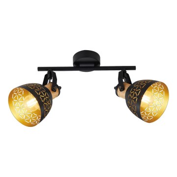 Prezent 27523 - Kohdevalaisin MESCALA 2xE14/40W/230V musta/kumipuu