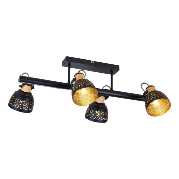 Prezent 27524 - Kiinteä kattokruunu MESCALA 4xE14/40W/230V musta/kumipuu