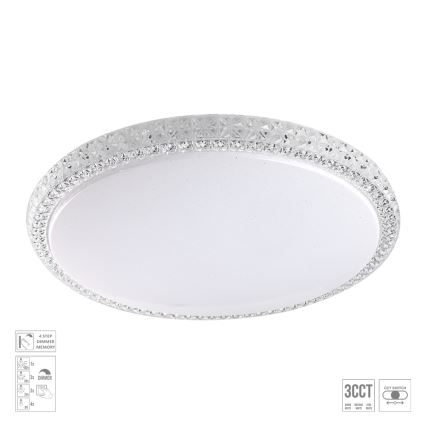 Prezent 71340 - Himennettävä AMBIA LED-kattovalaisin, 40 W, 230 V, 3000/4000/6500 K, halkaisija 49,5 cm, kirkas