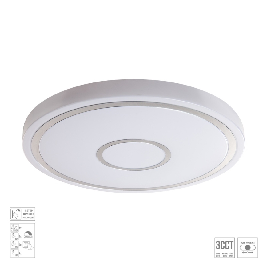 Prezent 71341 – himmennettävä kattovalaisin MOZAN LED, 30 W, 230 V, valonlämpötila 3000/4000/6500 K, Ø 38 cm, valkoinen