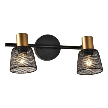 Prezent 75471 - Seinäkohdevalo DAYTONA 2xE14/40W/230V musta/kulta