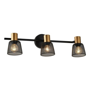 Prezent 75472 - Seinäkohdevalo DAYTONA 3xE14/40W/230V musta/kulta