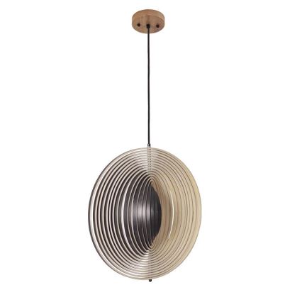 Puinen riippuvalaisin johdolla 1xE27/60W/230V halkaisija 50 cm massiivipuu/viilu/kumipuu