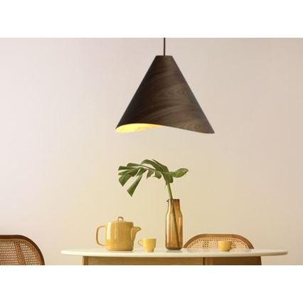 Puinen riippuvalaisin kaapelilla 1xE27/60W/230V halkaisija 45 cm massiivipuuta/saksanpähkinä/kumipuu