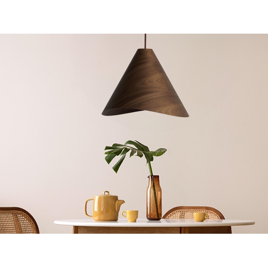 Puinen riippuvalaisin kaapelilla 1xE27/60W/230V halkaisija 45 cm massiivipuuta/saksanpähkinä/kumipuu