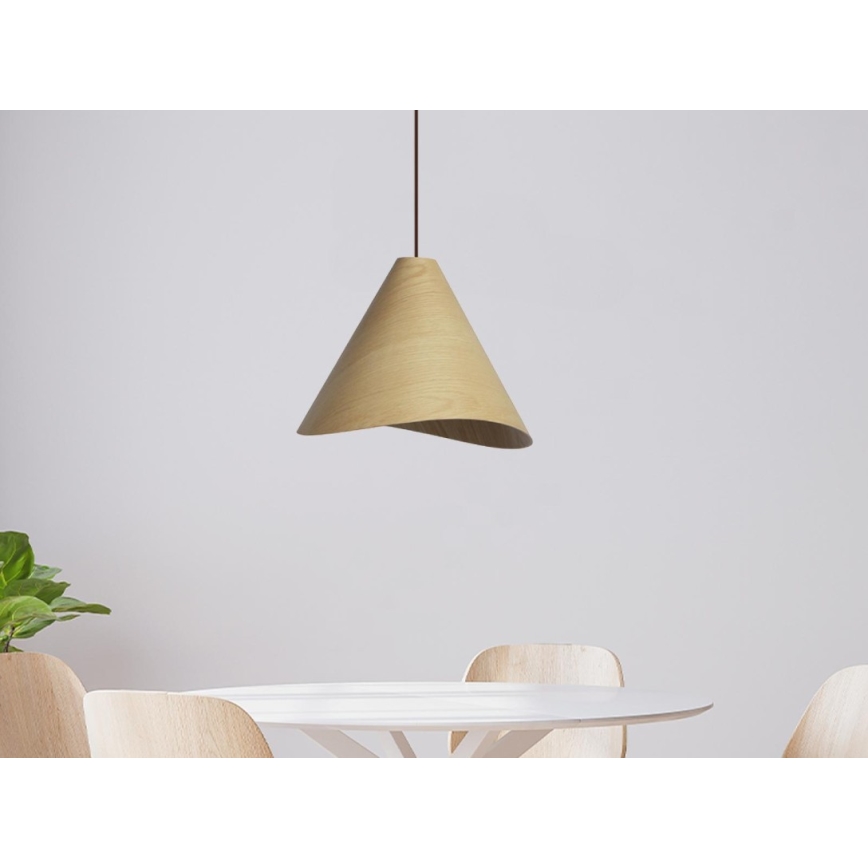 Puinen riippuvalaisin narussa 1xE27/60W/230V Ø 33 cm massiivipuu/tammi/kumipuu