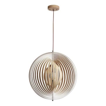 Puinen riippuvalaisin vaijerilla 1xE27/60W/230V, halkaisija 43,5 cm, täyspuu/viilu, pyökki/kumipuu