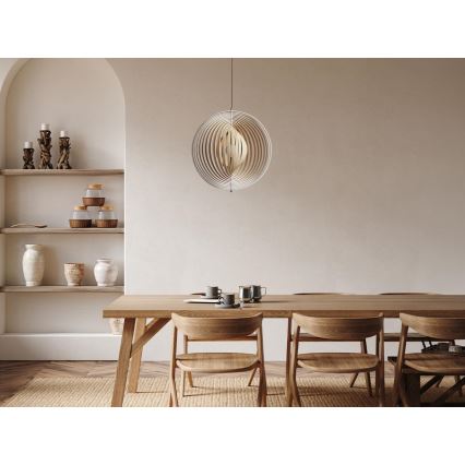 Puinen riippuvalaisin vaijerilla 1xE27/60W/230V halkaisija 50 cm massiivipuu/viilu/kumipuu