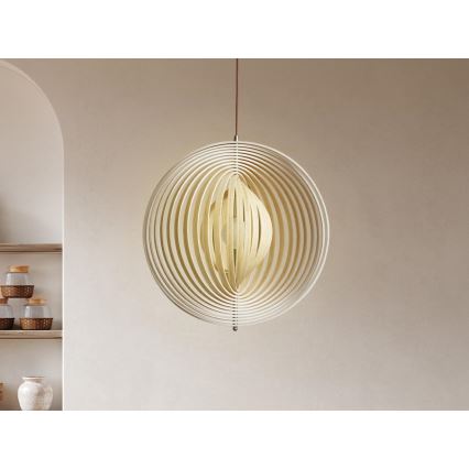 Puinen riippuvalaisin vaijerilla 1xE27/60W/230V halkaisija 50 cm massiivipuu/viilu/kumipuu