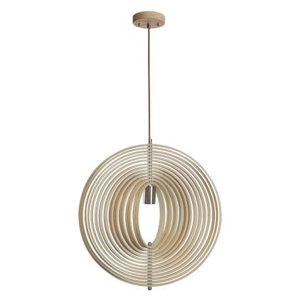 Puinen riippuvalaisin vaijerilla 1xE27/60W/230V halkaisija 50 cm massiivipuu/viilu/kumipuu