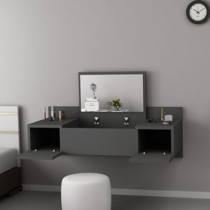 Pukeutumispöytä ZAKKUM 33x100 cm antrasiitti