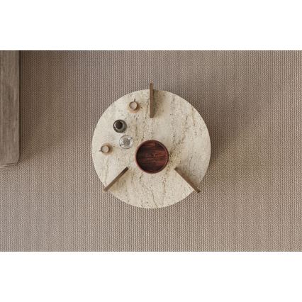 PURO-sohvapöytä, halkaisija 70 cm, beige/pähkinä