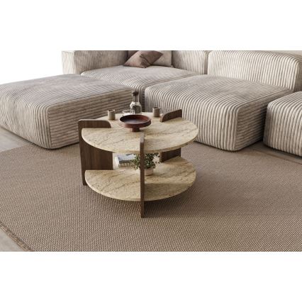 PURO-sohvapöytä, halkaisija 70 cm, beige/pähkinä