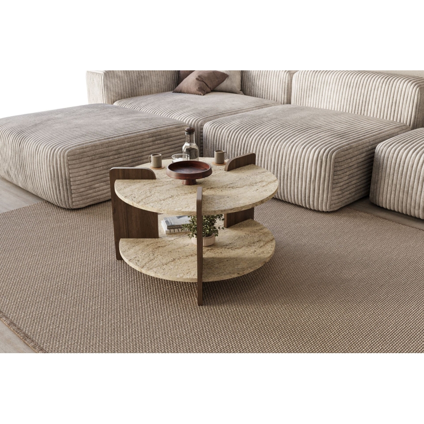 PURO-sohvapöytä, halkaisija 70 cm, beige/pähkinä