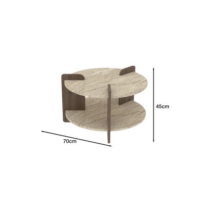 PURO-sohvapöytä, halkaisija 70 cm, beige/pähkinä