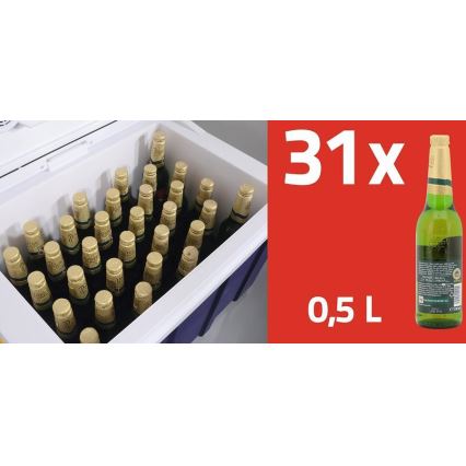 Pyörällinen 50 l kylmälaatikko 60W/230/12V sininen/keltainen