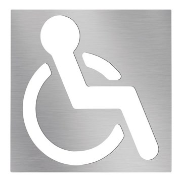 Pyörätuoli-ikoni 12 x 12 cm, ruostumaton teräs/hopea