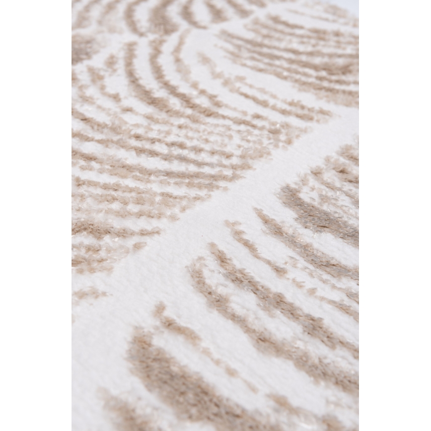 Pyöreä matto SALAMANCA 100 cm beige/valkoinen/lehtikuvio