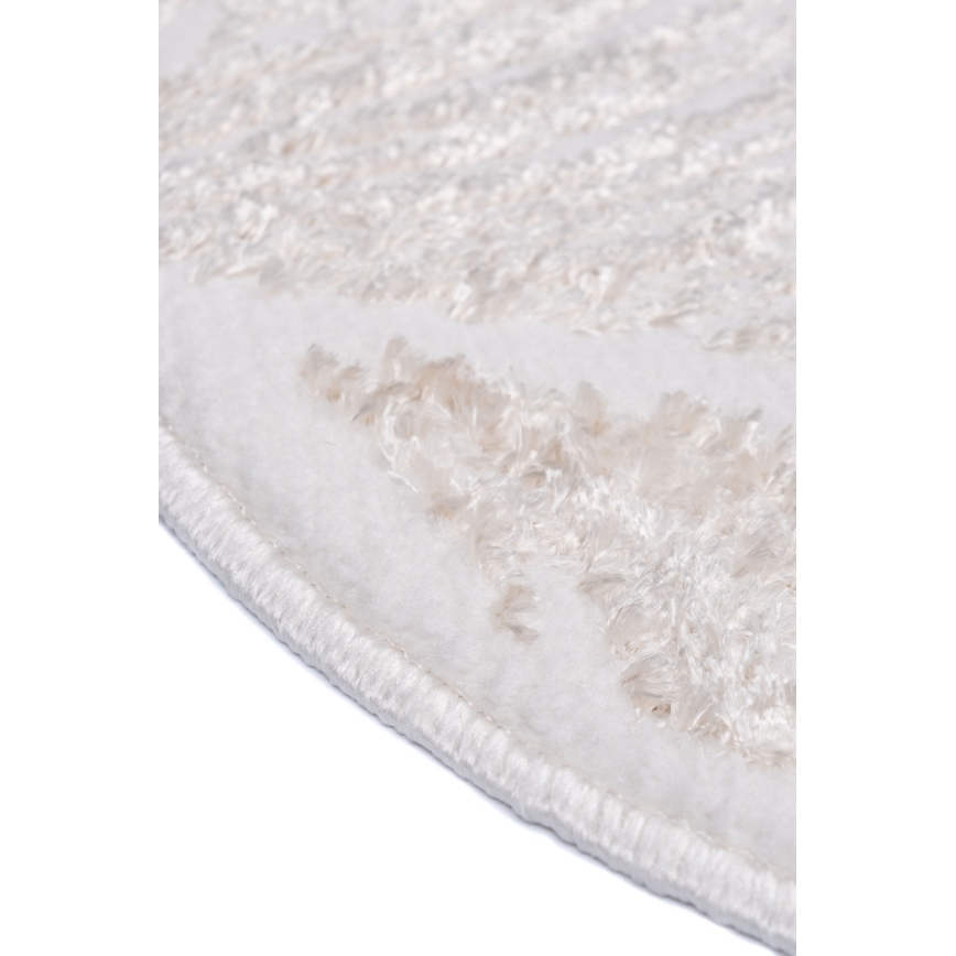 Pyöreä matto SALAMANCA 100 cm beige/valkoinen/lehtikuvio
