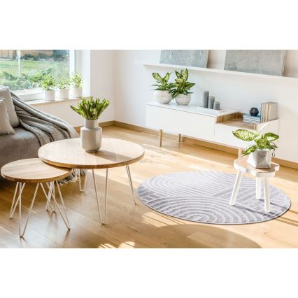 Pyöreä matto SALAMANCA 100 cm harmaa/valkoinen