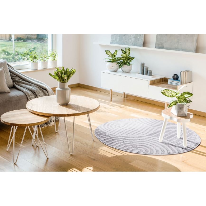 Pyöreä matto SALAMANCA 100 cm harmaa/valkoinen