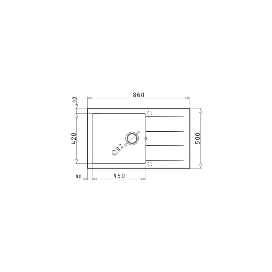 Pyramis 70070611 - Keittiöallas ATHLOS 86x50 cm graniitti/valkoinen
