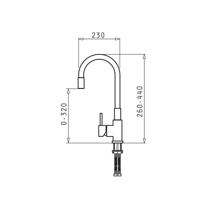 Pyramis 90938001 - Keittiöhana joustavalla FLESSI-kahvalla, harmaa