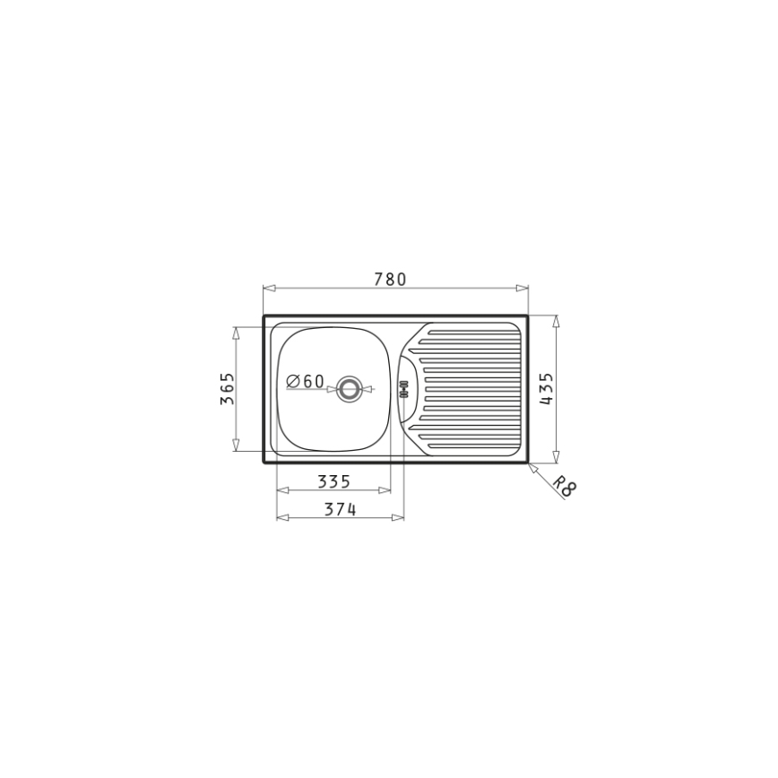 Pyramis 100139001 - Keittiöallas ET78 78x43,5 cm satiini