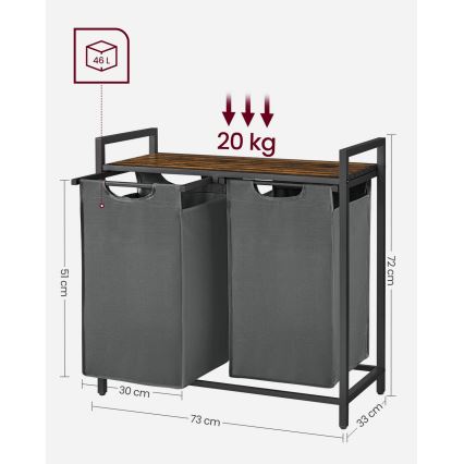 Pyykkikori REX ruskea/harmaa