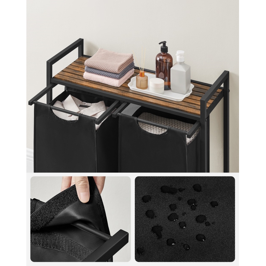 Pyykkikori REX, ruskea/musta