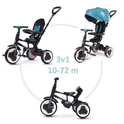 QPlay - Lasten kolmipyörä 3-in-1 RITO EVO turkoosi