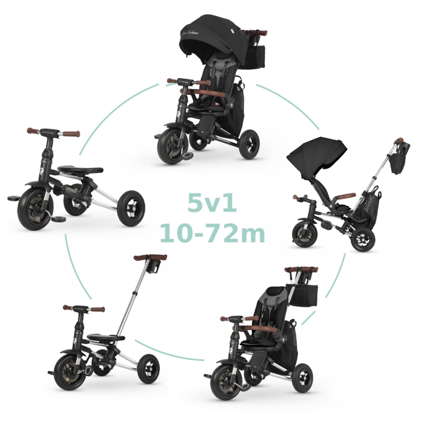 QPlay - Lasten kolmipyörä 5-in-1 NOVA DELUXE musta