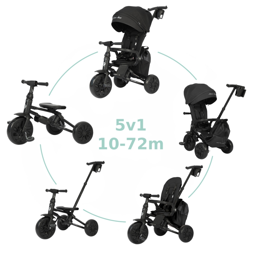 QPlay - Lasten kolmipyörä 5-in-1 NOVA MAX musta
