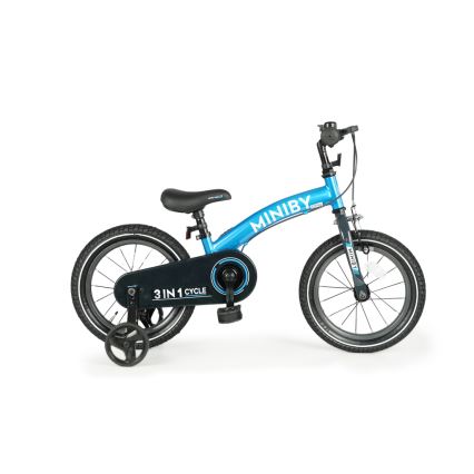 QPlay - Lasten polkupyörä 14 MINIBY 3-in-1 sininen