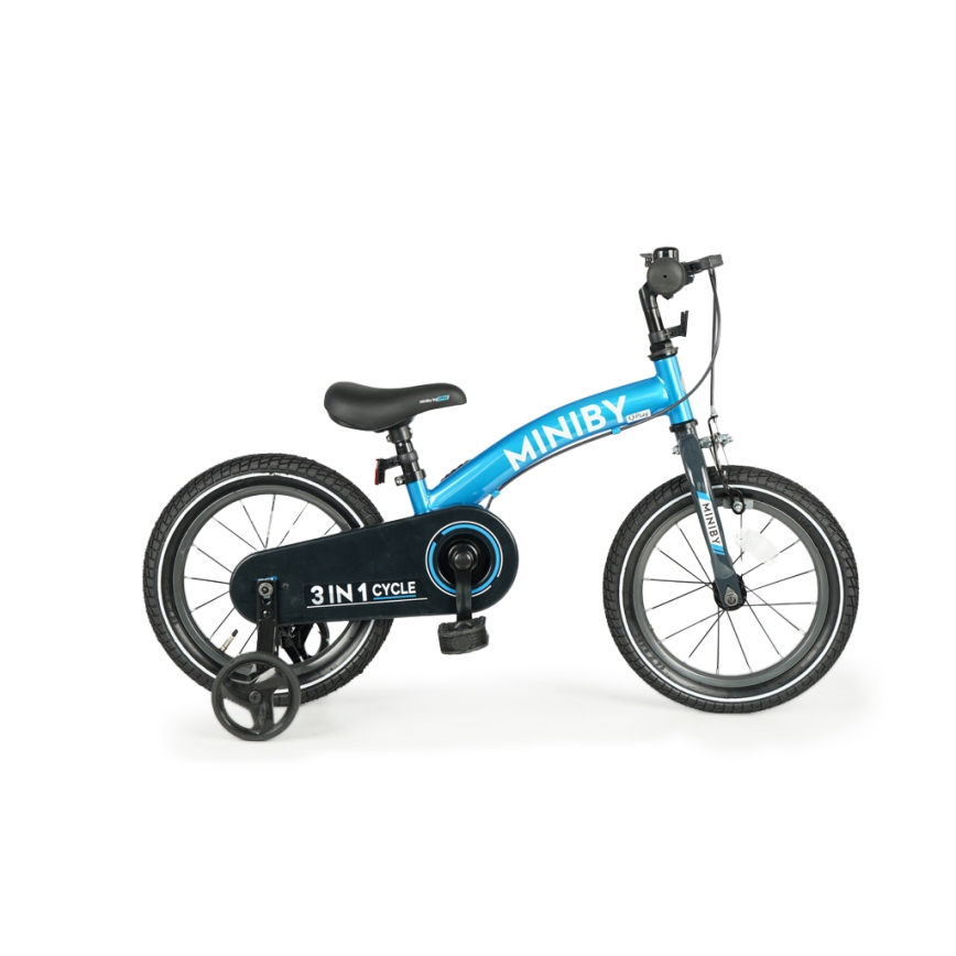 QPlay - Lasten polkupyörä 14 MINIBY 3-in-1 sininen