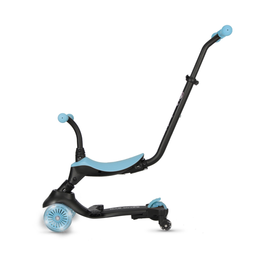 QPlay - Lasten potkulauta LED-valopyörillä 5-in-1 SEMA EVO sininen