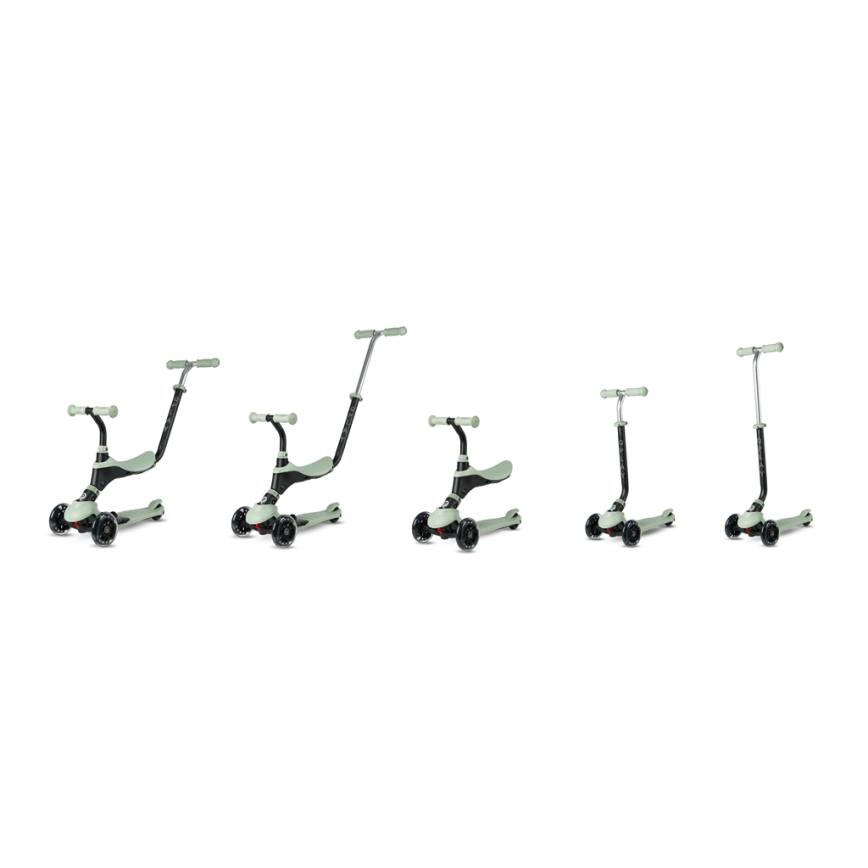 QPlay - Lasten potkulauta SEMA PRO 5-in-1 LED-renkailla, vihreä