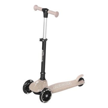 QPlay - Lasten potkulauta SPARKLING LED-valopyörillä, beige
