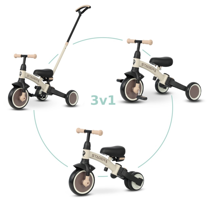 QPlay - STAGER 3-in-1 lasten kolmipyörä, beige