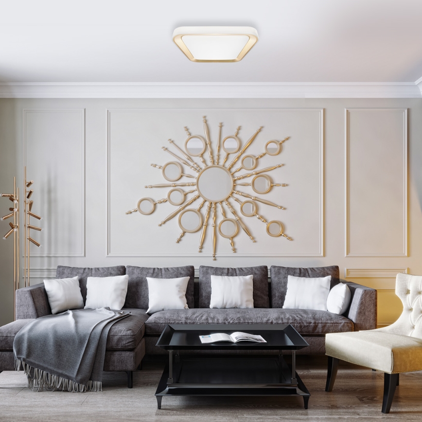 LED himmennettävä kattovalaisin QUADRO LED/38W/230V 3000-6000K valkoinen/kulta + kaukosäädin