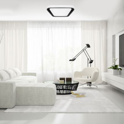 LED himmennettävä kattovalaisin QUADRO LED/66W/230V 3000-6000K valkoinen/musta + kaukosäädin