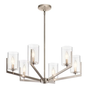 Quintiesse - Kattokruunu varrella NYE 6xE14/40W/230V halkaisija 71,1 cm mattakromi