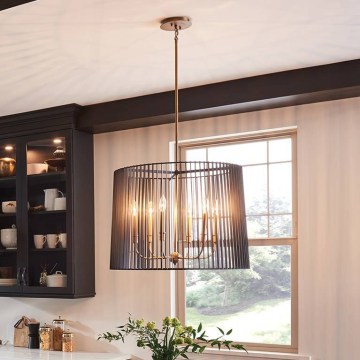 Quintiesse - LINARA-varrellinen kattokruunu 6xE14/60W/230V Ø 66 cm musta/kulta