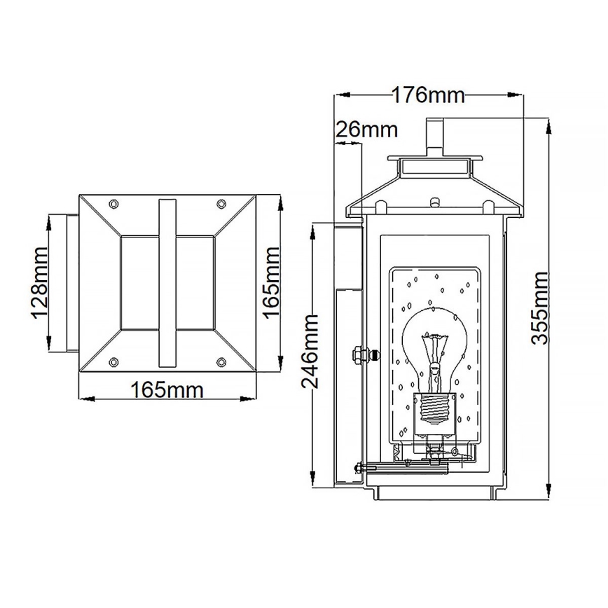 Quintiesse - ATWATER S ulkoseinävalaisin 1xE27/60W/230V IP44 musta