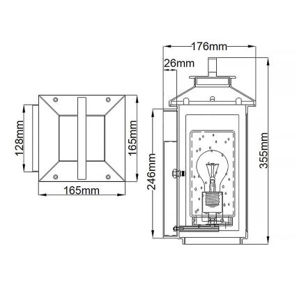 Quintiesse - Ulkokäyttöön tarkoitettu seinävalaisin ATWATER S 1xE27/60W/230V IP44, kultainen