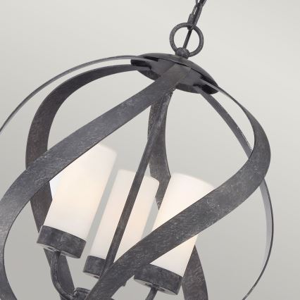 Quintiesse - BLACKSMITH ulkokäyttöinen riippuvalaisin ketjulla, 3xE14/40W/230V, halkaisija 40,7 cm, IP44, musta