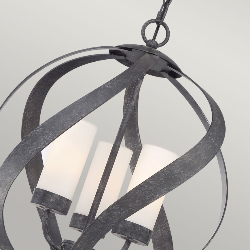 Quintiesse - BLACKSMITH ulkokäyttöinen riippuvalaisin ketjulla, 3xE14/40W/230V, halkaisija 40,7 cm, IP44, musta