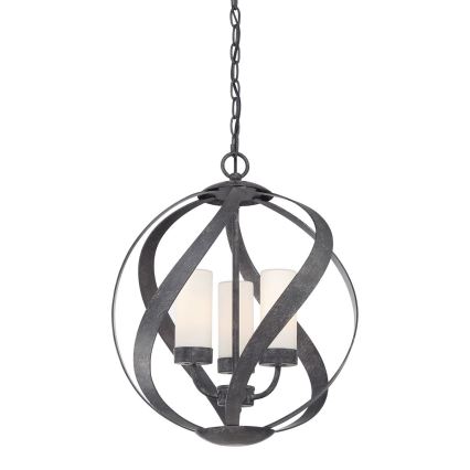 Quintiesse - BLACKSMITH ulkokäyttöinen riippuvalaisin ketjulla, 3xE14/40W/230V, halkaisija 40,7 cm, IP44, musta