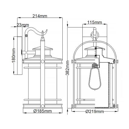 Quintiesse - Ulkoseinävalaisin BOOKER M 1xE27/60W/230V IP44 mattakromi